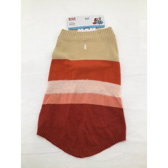 Boots & Barkley Fuzzy Stripe Dog Sweater Size Large Deep Orange and Burgundy - Picture 1 of 5